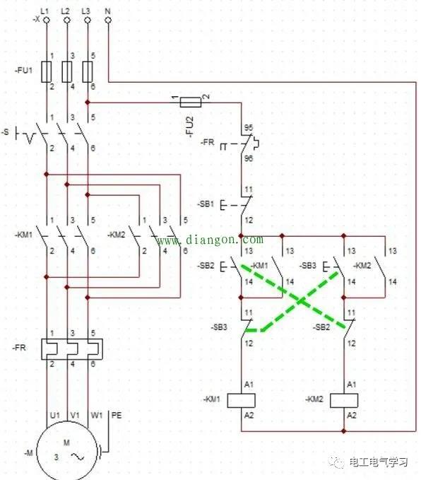 一文详解三相交流电动机正反转互锁电路