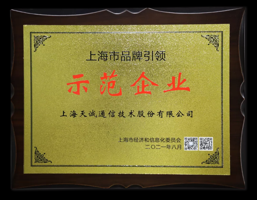 喜报丨天诚通信获评“2020年上海市品牌引领示范企业”