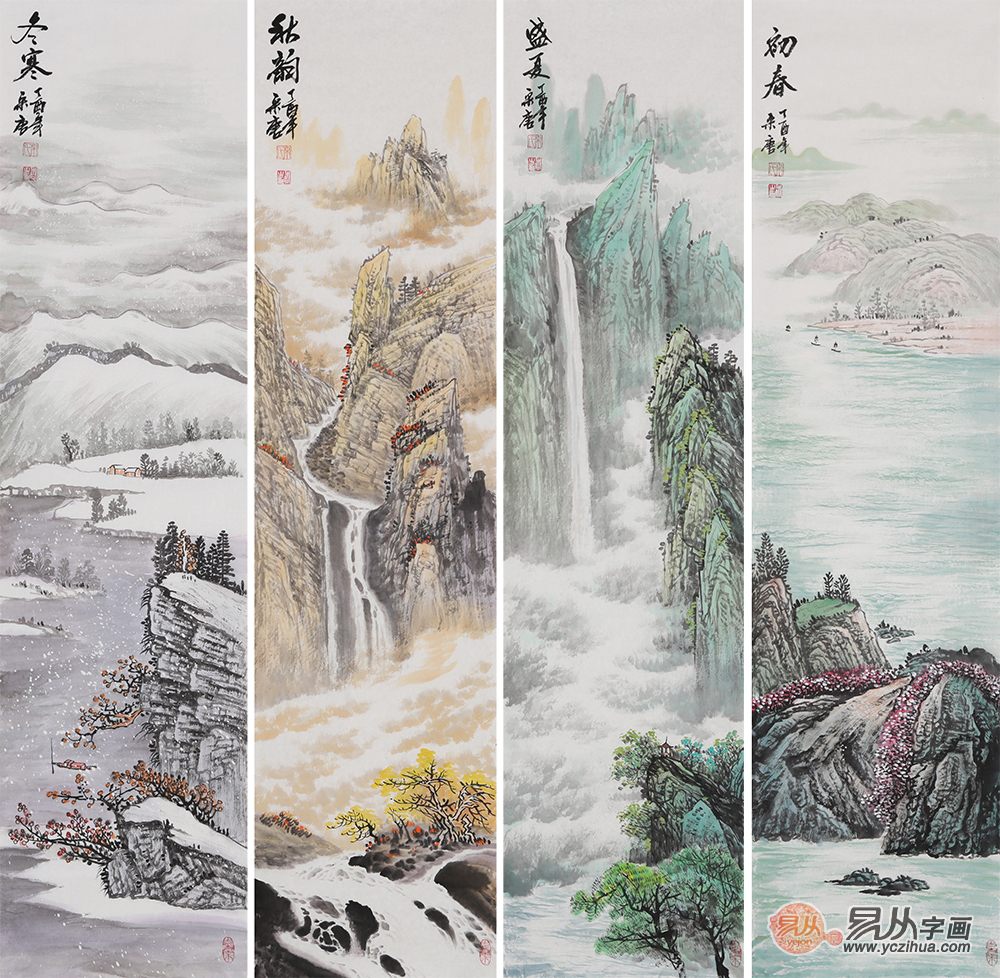 宋唐新品力作山水画《春夏秋冬四条屏》【作品来源:易从网】