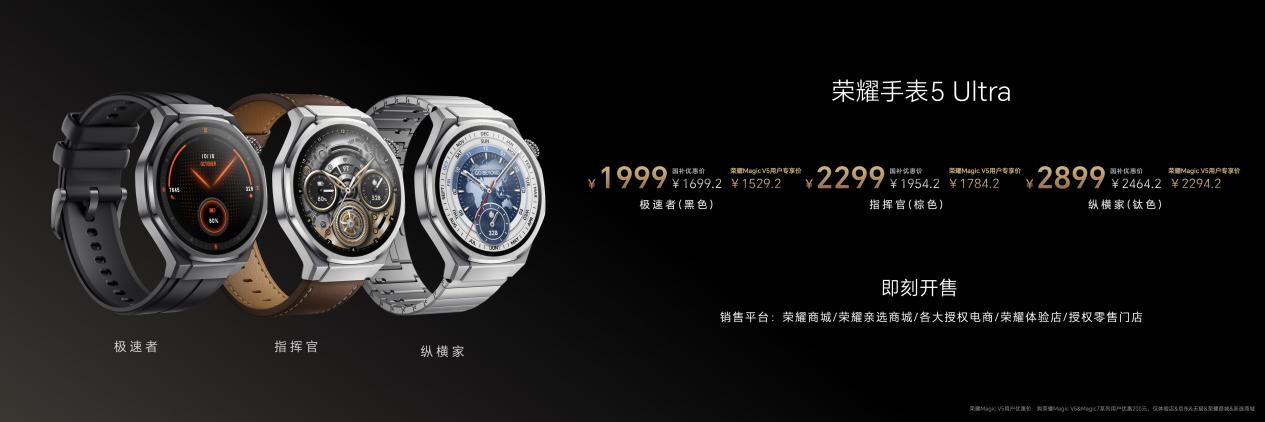 行业首发防猝筛查研究 AI健康专家荣耀手表5 Ultra国补价1699.2元起