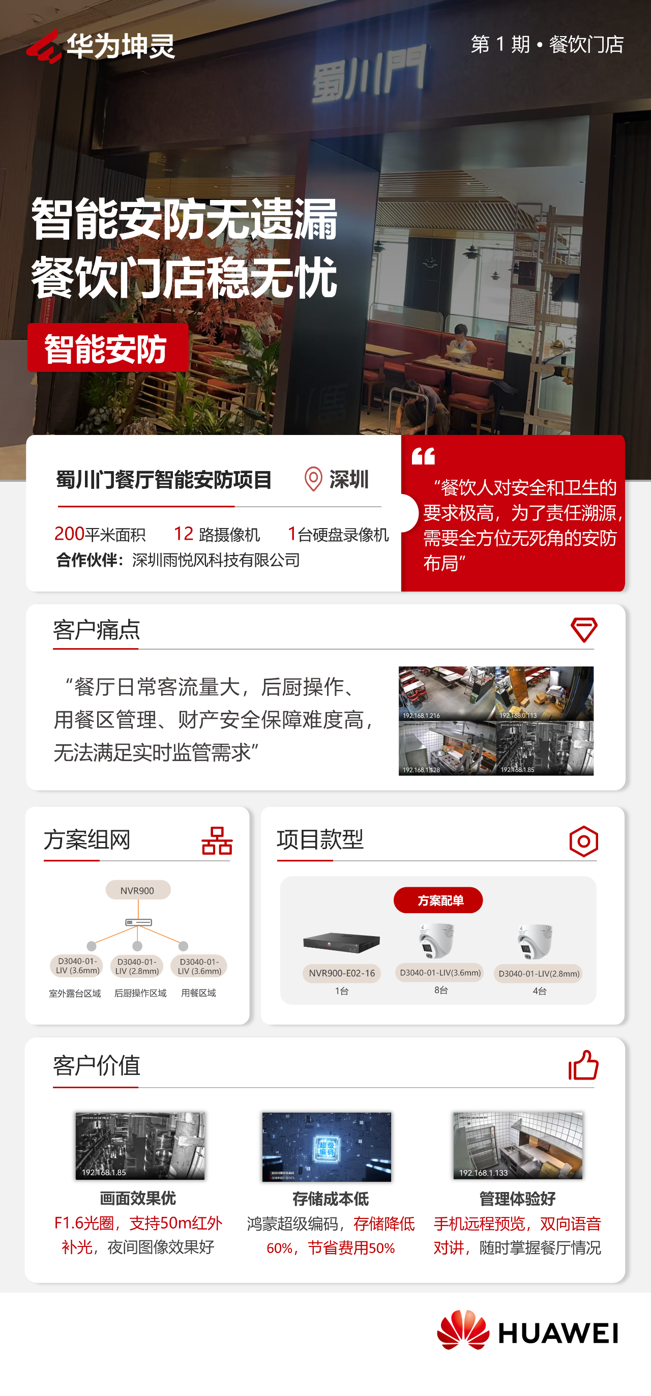 华为AI案例：智能安防无遗漏，餐饮门店稳无忧