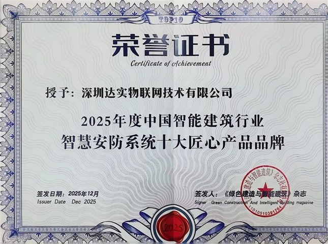达实连续多年蝉联 “中国智能建筑行业十大匠心产品品牌”，获行业高度认可~