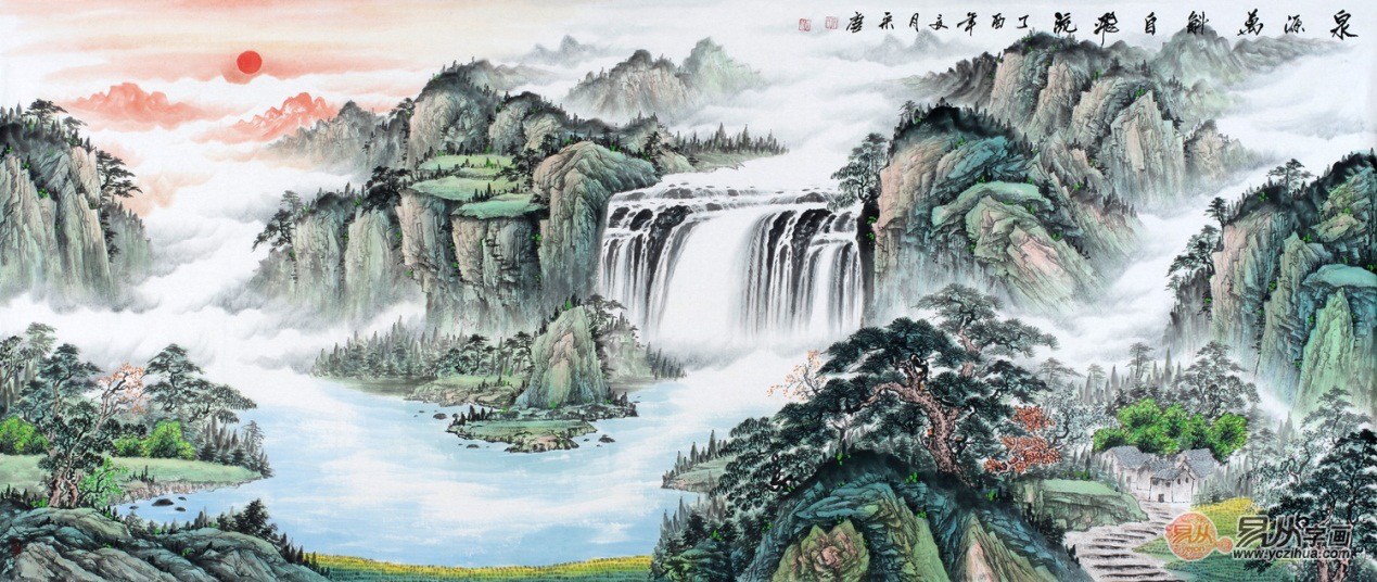 精品山水国画装饰家居美景财运旺!-智客号