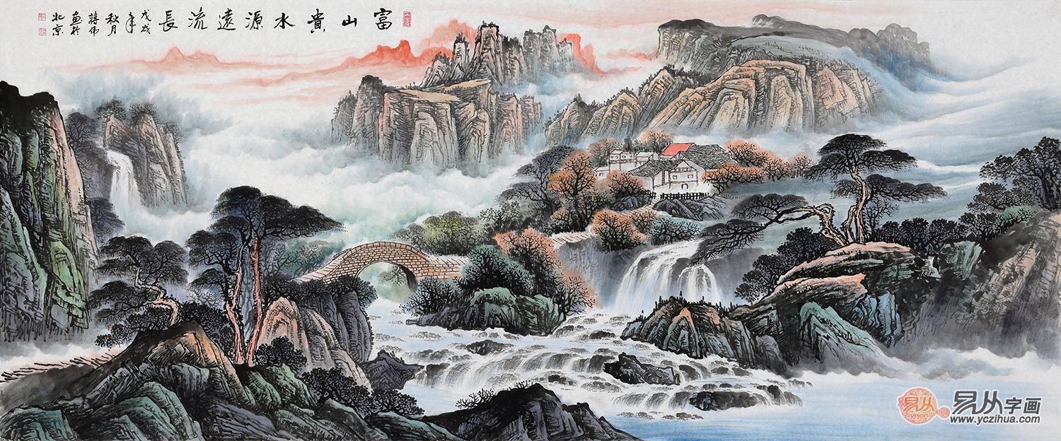 山水画的题材来自大河山川,进而能营造出气派秀绝的壮美意境,给人一种